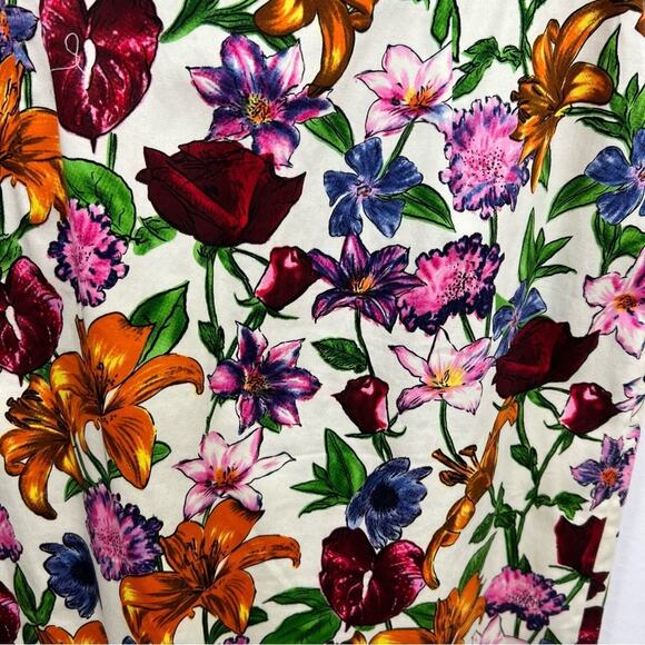 Chetta B Cream Floral V Neck Sleeveless Dress Size 8 - Picture 6 of 14